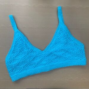 Lili Sidonio Crochet Bralette – Free People - Aqua Blue Boho Knitwear Beachy